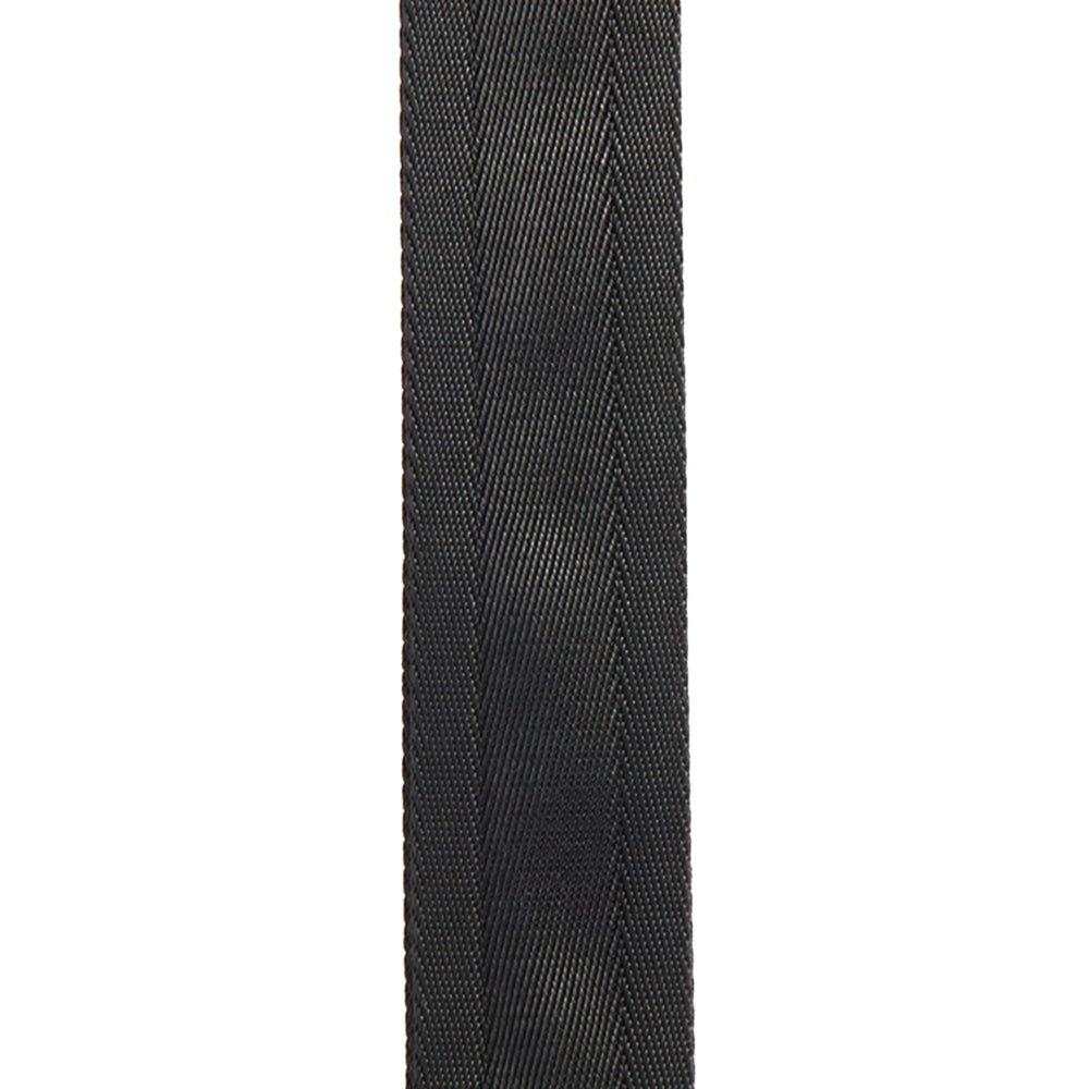 Black nylon strap with a chevron pattern down the middle, typically used as an accessory for bags or outdoor gear.