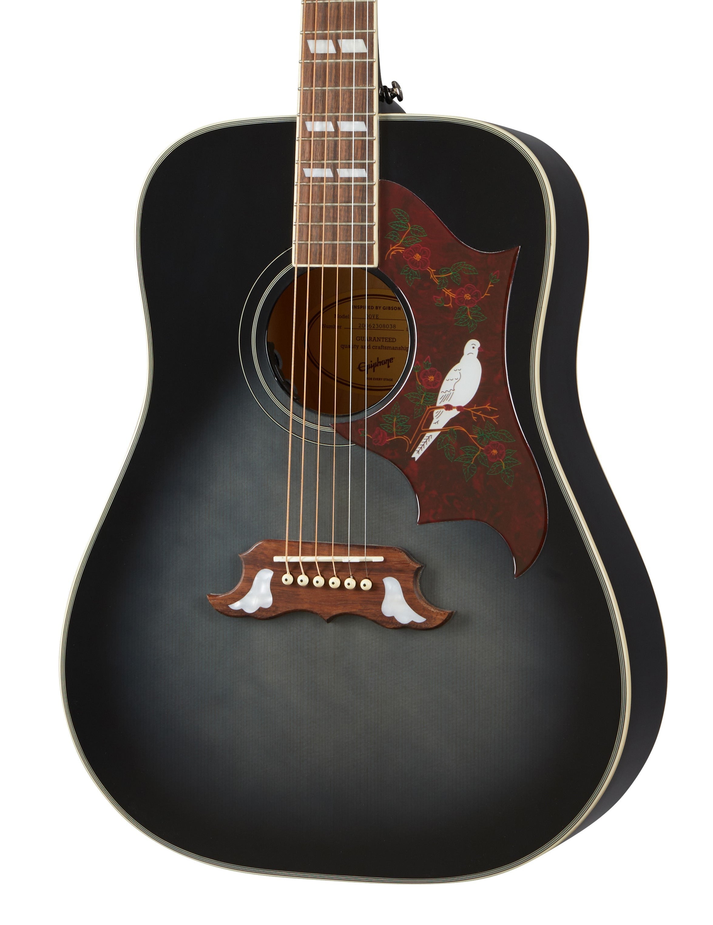Epiphone Dove Studio Fishman Sonitone Trans Ebony Burst