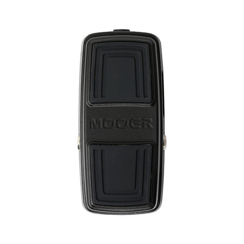 Rectangular black effects pedal with two textured foot pads and "Mooer" embossed across the center.
