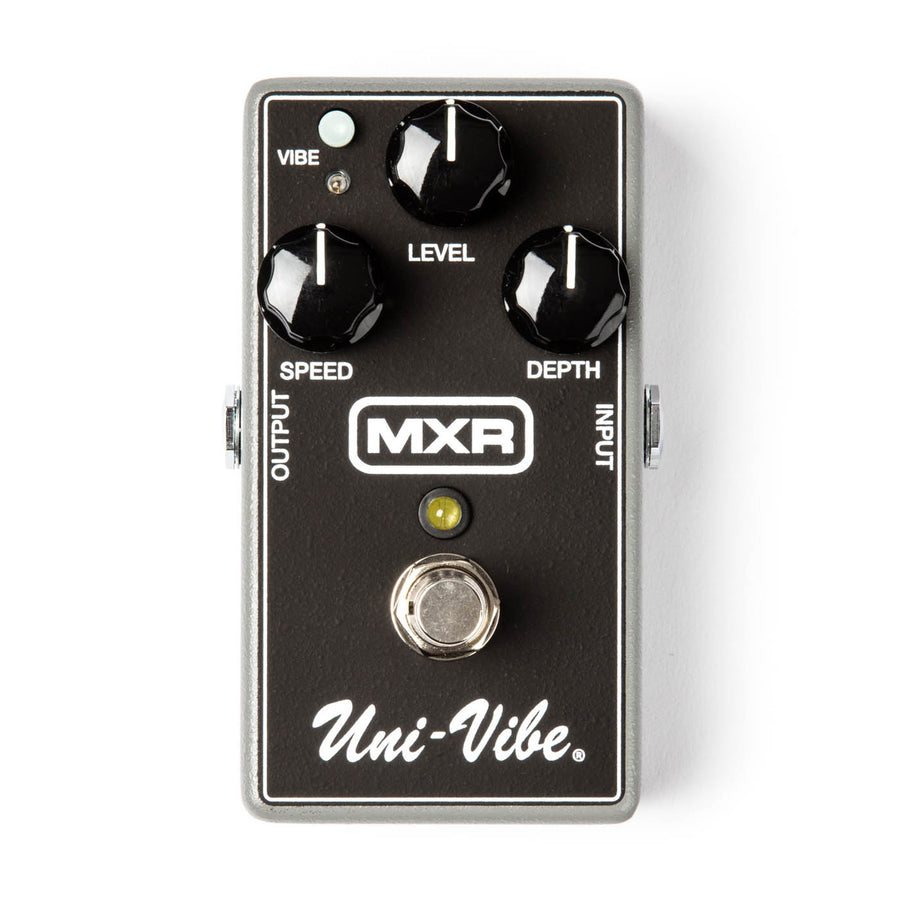 MXR Uni-Vibe effects pedal with three knobs labeled Level, Speed, Depth, one footswitch, and input/output jacks on the sides.