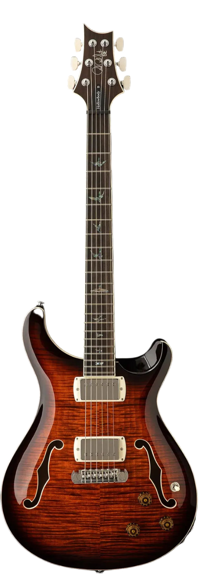 PRS SE Hollowbody II Piezo en Orange Tiger Smokeburst (modèle d'exposition)
