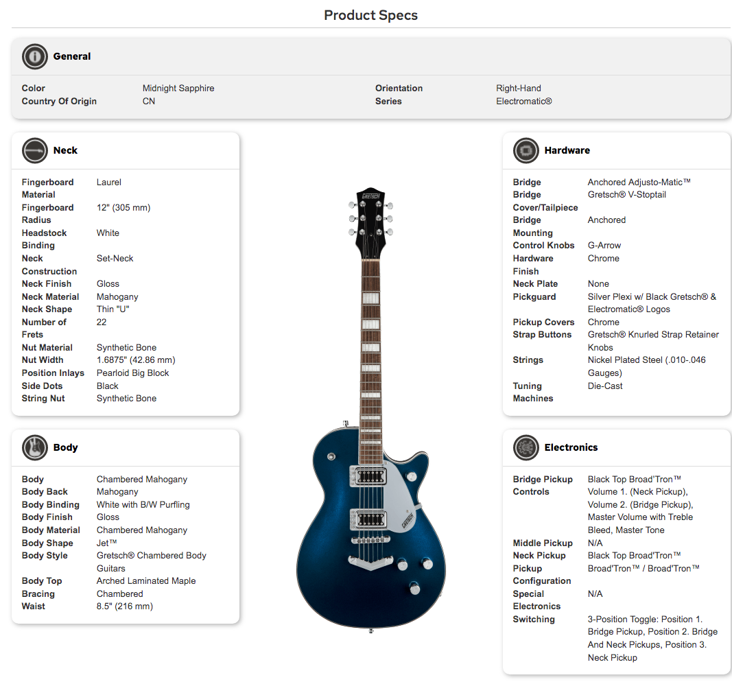 Midnight sapphire right-handed electric guitar with a single cutaway, two humbucker pickups, chrome hardware, and pearloid big block inlays.