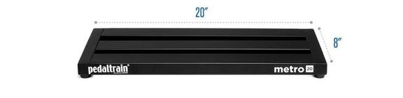 Rectangular Pedaltrain Metro 20 pedalboard accessory, black, measuring 20 inches wide by 8 inches deep with three horizontal rails.