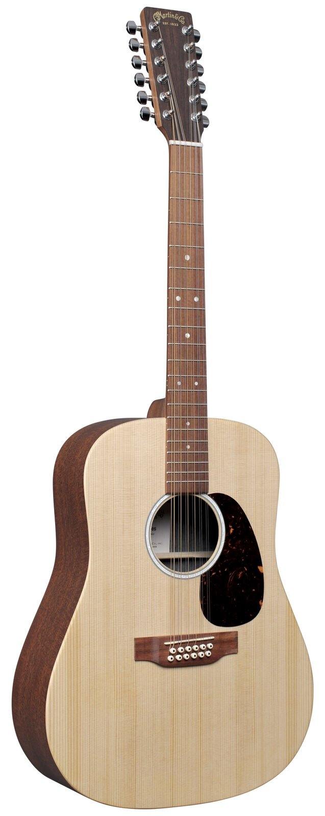 Twelve-string acoustic guitar with a light wood top, dark wood sides, and a dark pickguard below the sound hole.