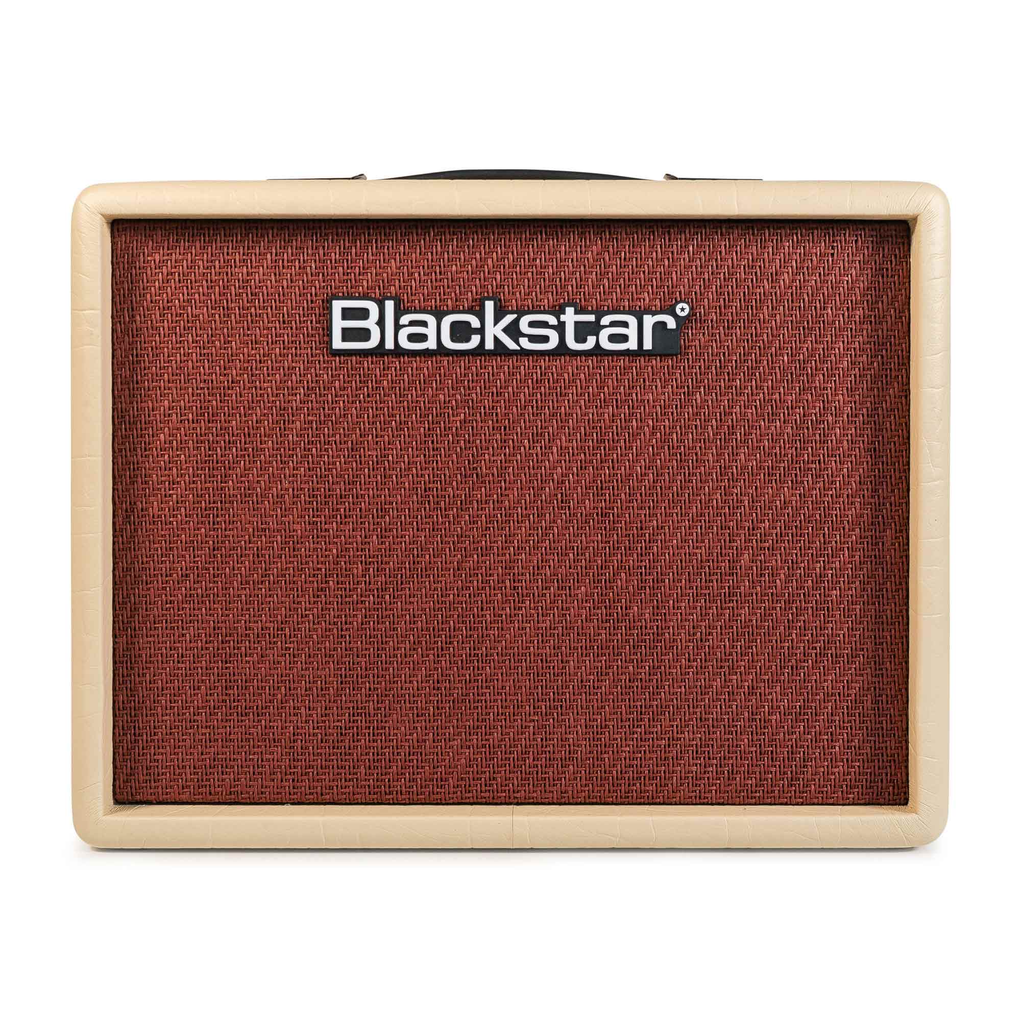Blackstar amplifier with a woven brown front panel and beige border, featuring the Blackstar logo centered near the top.