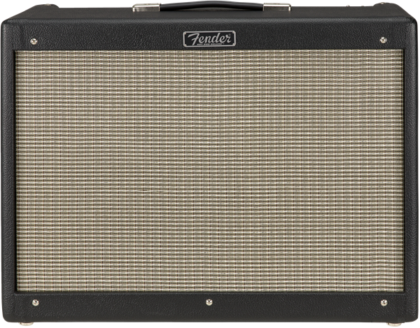 Fender guitar amplifier with a black casing, silver mesh front grille, and a Fender logo at the top center.