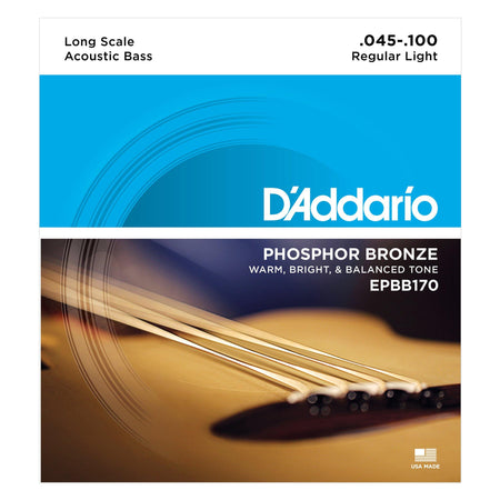 D'Addario EPBB170 Phosphor Bronze Acoustic Bass Strings Long Scale 45-100 - The Guitar Store - The Home Of Tone