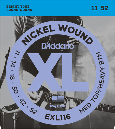 D'Addario EXL116 Nickel Wound Electric Guitar Strings Medium Top-Heavy Bottom 11-52 - The Guitar Store - The Home Of Tone