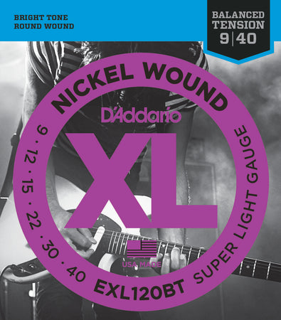 D'Addario EXL120BT Nickel Wound Electric Guitar Strings Balanced Tension Super Light 9-40 - The Guitar Store - The Home Of Tone