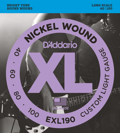 D'Addario EXL190 Nickel Wound Bass Guitar Strings Custom Light 40-100 Long Scale - The Guitar Store - The Home Of Tone