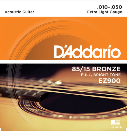 D'Addario EZ900 85-15 Bronze Acoustic Guitar Strings Extra Light 10-50 - The Guitar Store - The Home Of Tone
