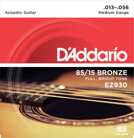 D'Addario EZ930 85-15 Bronze Acoustic Guitar Strings Medium 13-56 - The Guitar Store - The Home Of Tone