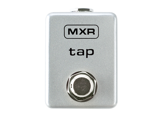 Compact silver effects pedal labeled "MXR tap" with a single footswitch centered near the bottom.